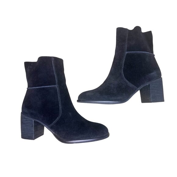 Frye & Co Phoebe Suede Leather Boots Size 8 Black Ankle 70s Retro Preppy Western - Picture 12 of 16